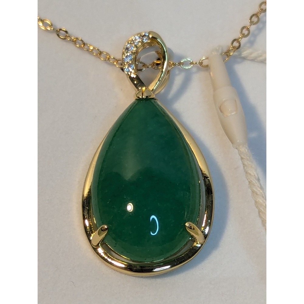 New Jade and stone teardrop pendant chain - Picture 4 of 5
